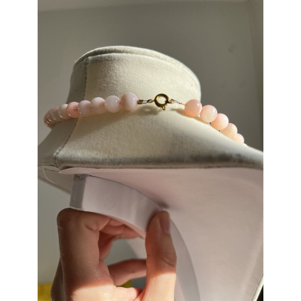 Pink and White Dyed MOP 15” Necklace Choker Collar Gold Tone Clasp - Picture 3 of 6